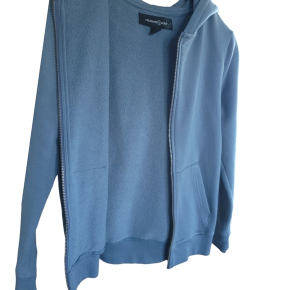 Treasure & Bond Boy's S 7-8 Full Zip Hoodie Slate Blue - Picture 4 of 11